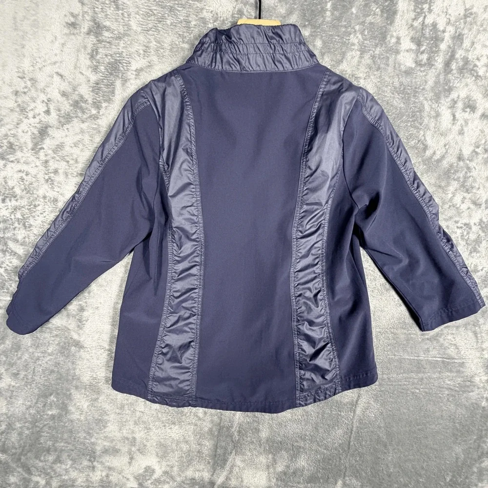 Zenergy by Chicos Womens Jacket Size 0 S Blue‎ Full Zip 3/4 Sleeve Mock Neck - Picture 3 of 6